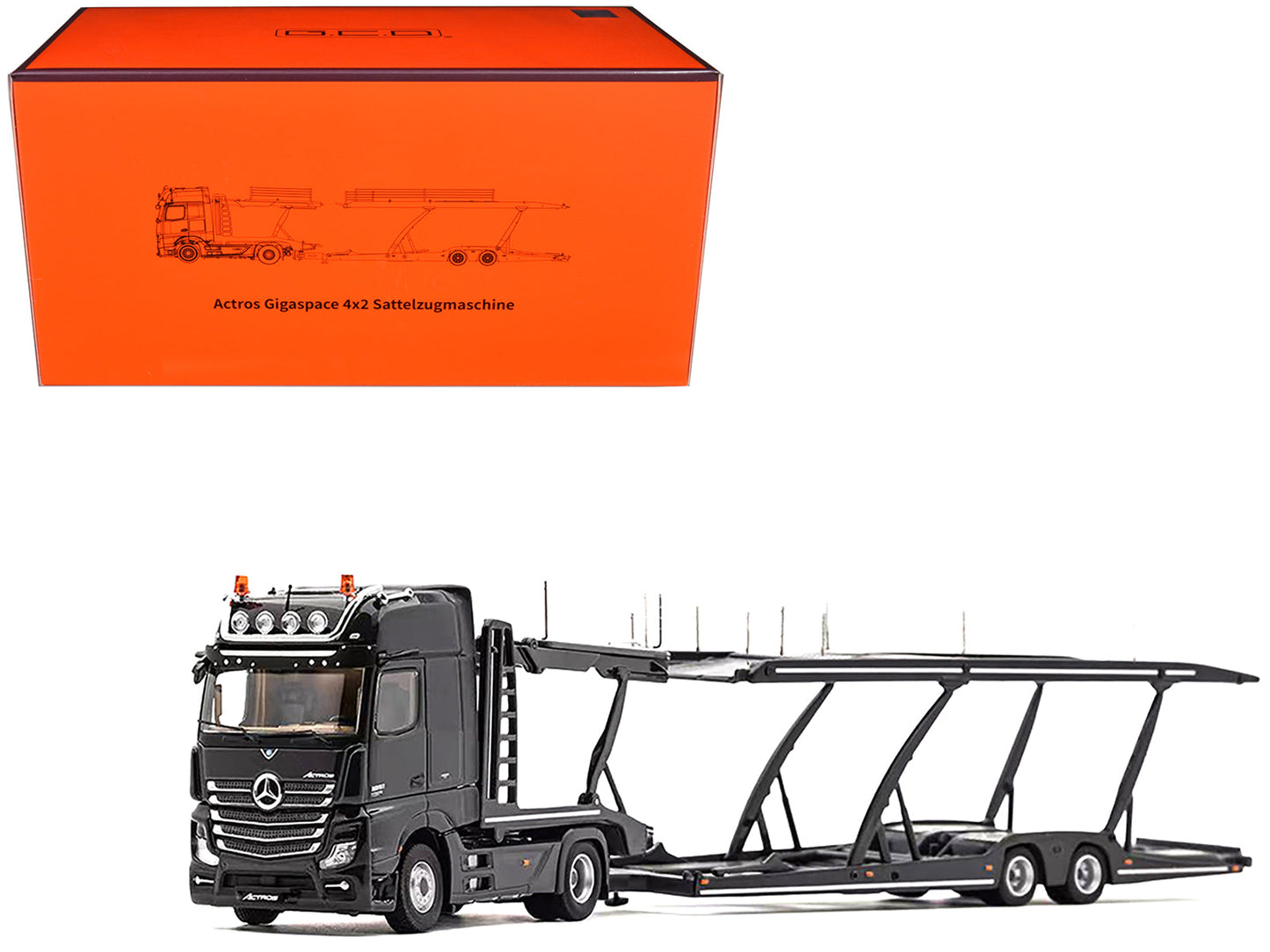 Mercedes-Benz Actros Auto Transporter Black 1/64 Diecast Model by GCD  free shipping USA