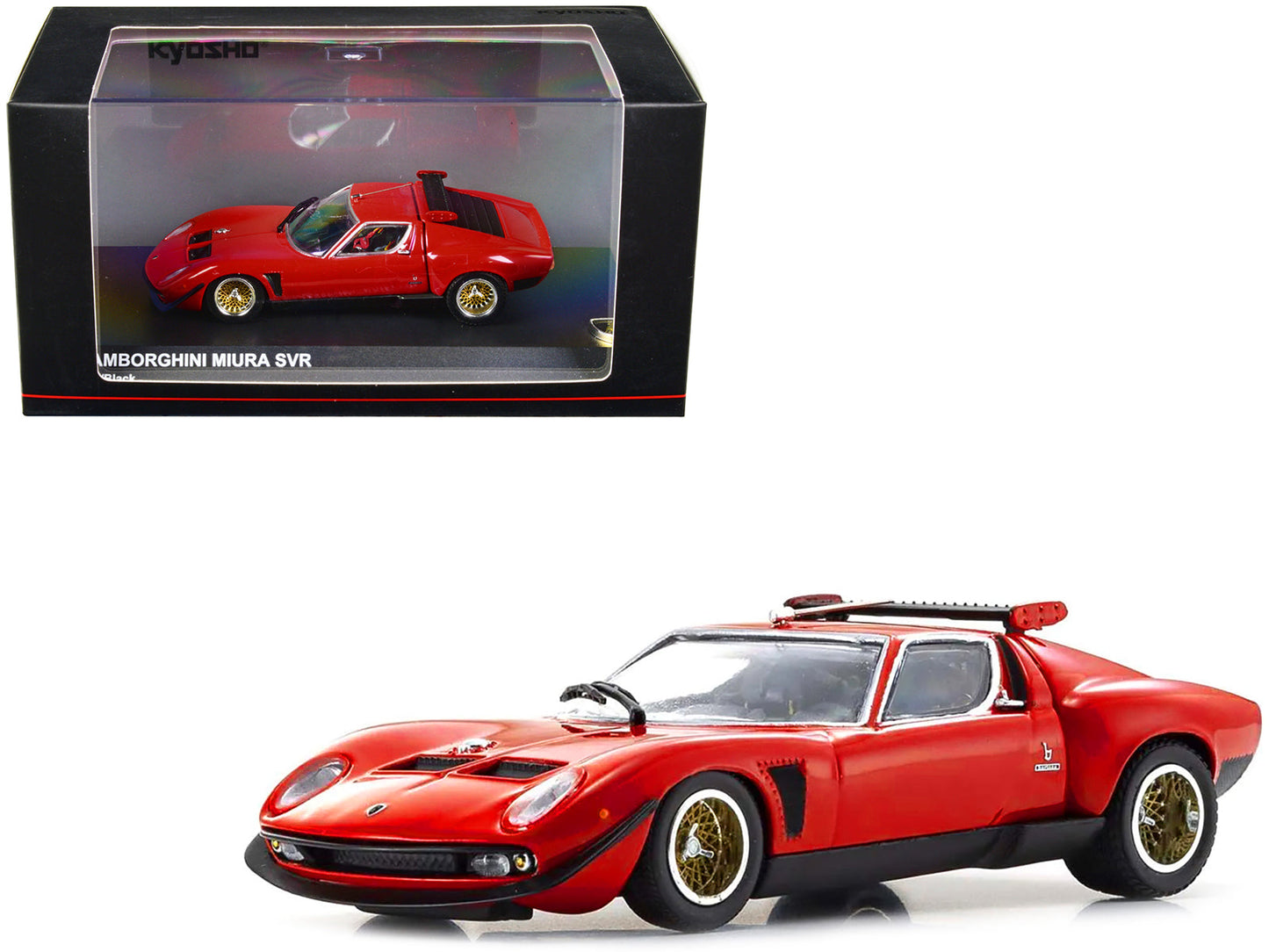 Lamborghini Miura SVR Red with Black Accents and Gold Wheels 1/43 Diecast Model Car by Kyosho  free shipping USA