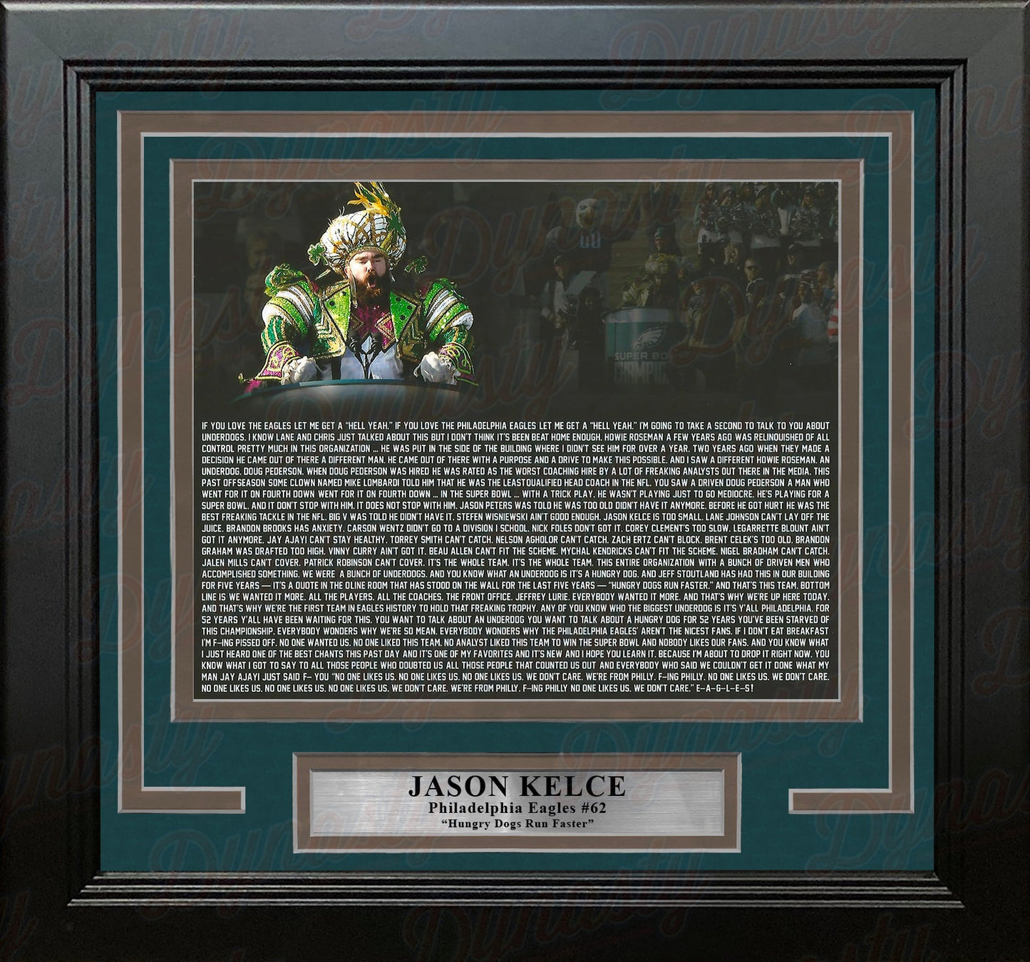 Jason Kelce Super Bowl LII Parade Speech Text Philadelphia Eagles Framed Football Photo