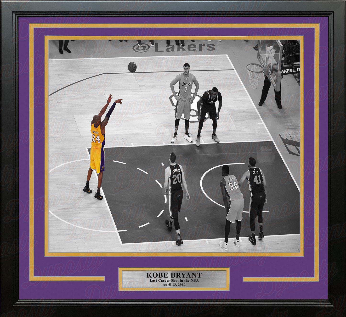 Kobe Bryant's Last Career Shot Los Angeles Lakers Framed Basketball Photo