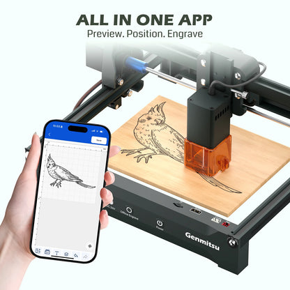 Kortek Laser Engraver Machine, 2.5W/5W/10W, ±0.01mm High Precision, IR Laser Compatible, Portable CNC Laser Cutter