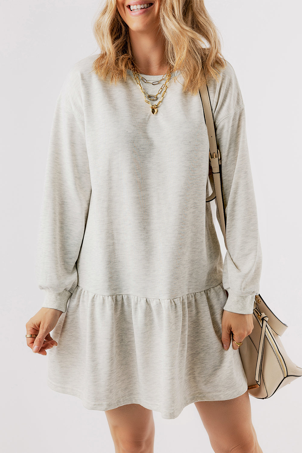 Charlee Puff Sleeve Ruffle Hem Mini Dress by Threaded Pear