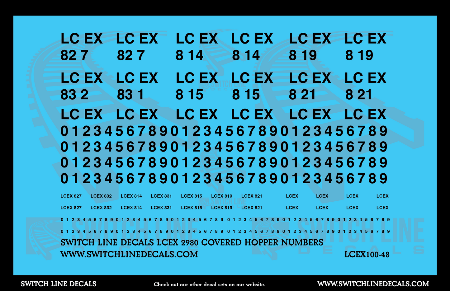 O Scale LCEX 2980 Covered Hopper Numbers Decal Set