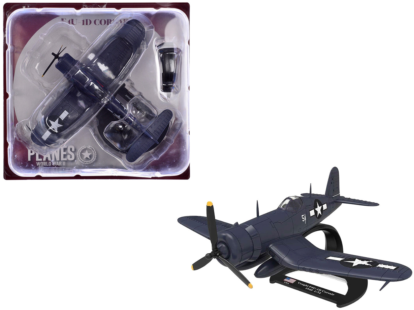 Vought F4U-1D Corsair Fighter Aircraft "Robert Wade VMF-323 Death Rattlers Yontan Airfield Okinawa" (1945) United States Marine Corps "Planes of World War II" Series 1/72 Diecast Model Airplane by Luppa  free shipping USA