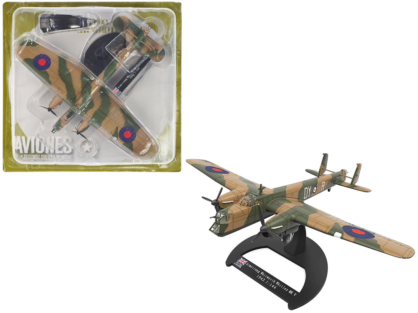 Armstrong Whitworth Whitley Mk.V Bomber Aircraft "No. 102 Squadron RAF Driffield" Royal Air Force (1940) "Planes of World War II" Series 1/144 Diecast Model Airplane by Luppa  free shipping USA