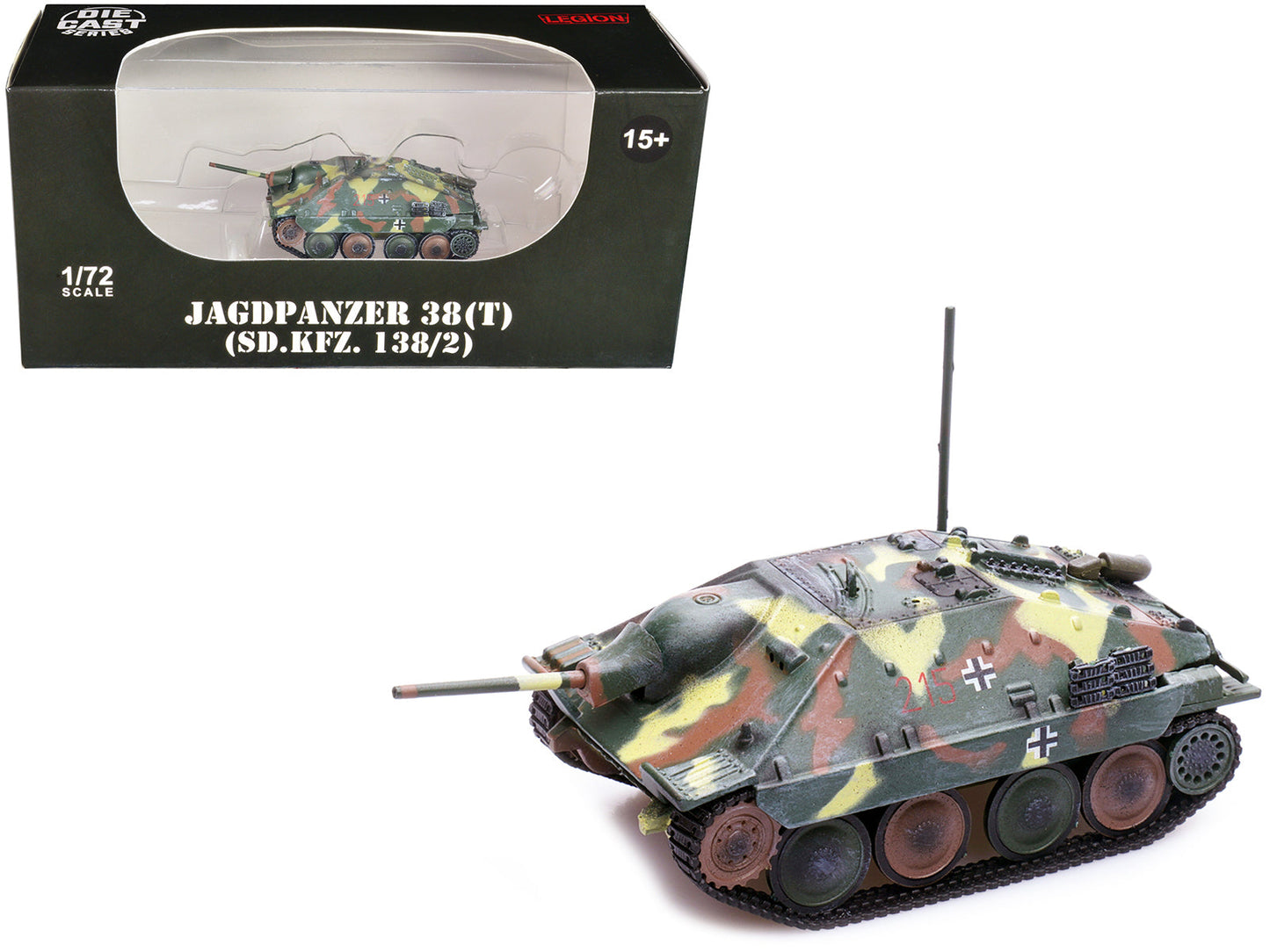 Jagdpanzer 38(T) SD.Kfz. 138/2 Hetzer Tank Destroyer Camouflage "German Army World War II" 1/72 Diecast Model by Legion  free shipping USA