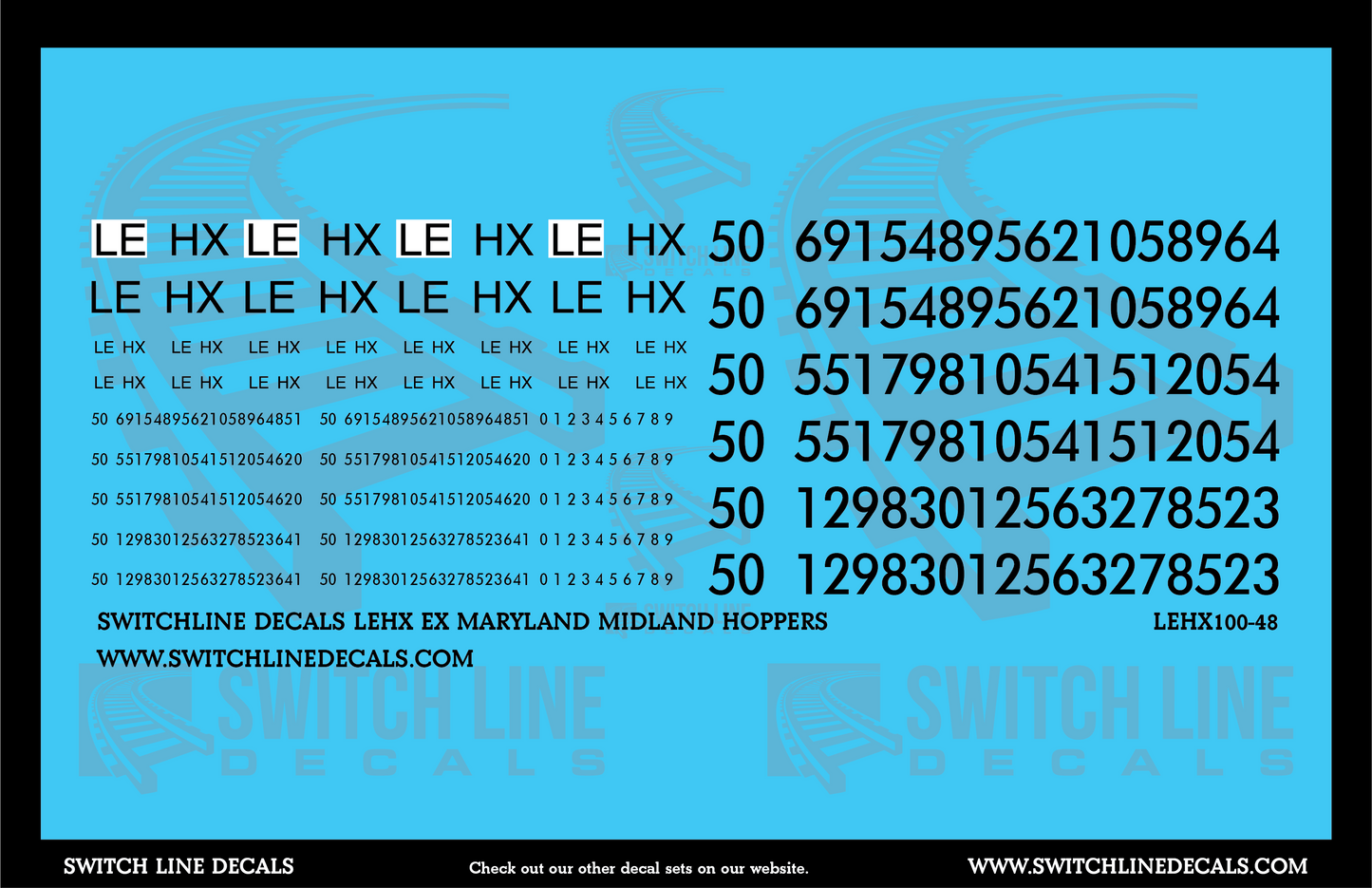 O Scale LEHX Ex Maryland Midland 2 Bay Covered Hopper Patches Decal Set