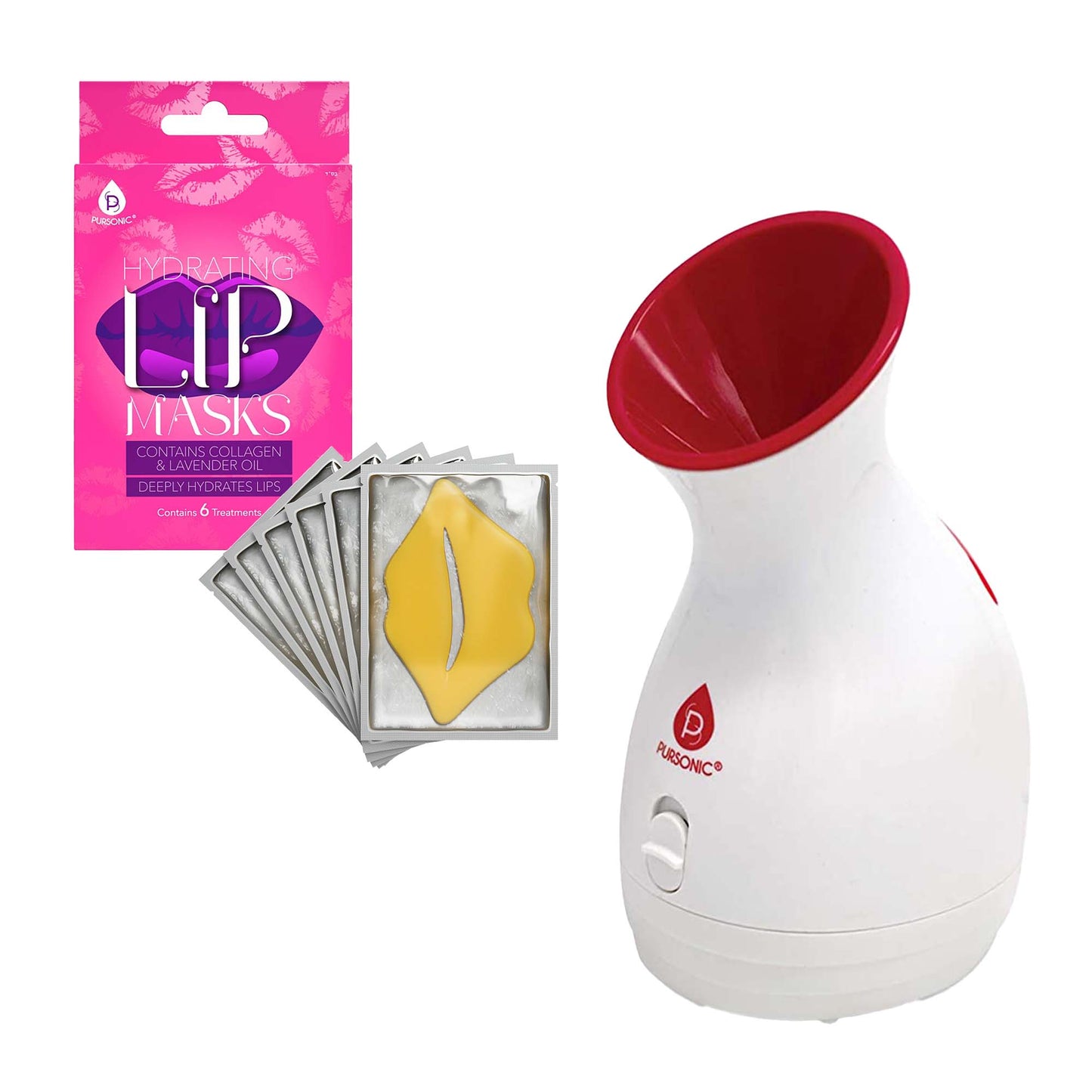 Pursonic Spa-Ready Skincare Bundle: Facial Steamer & Hydrating Lip Masks (Pack of 6) by Pursonic