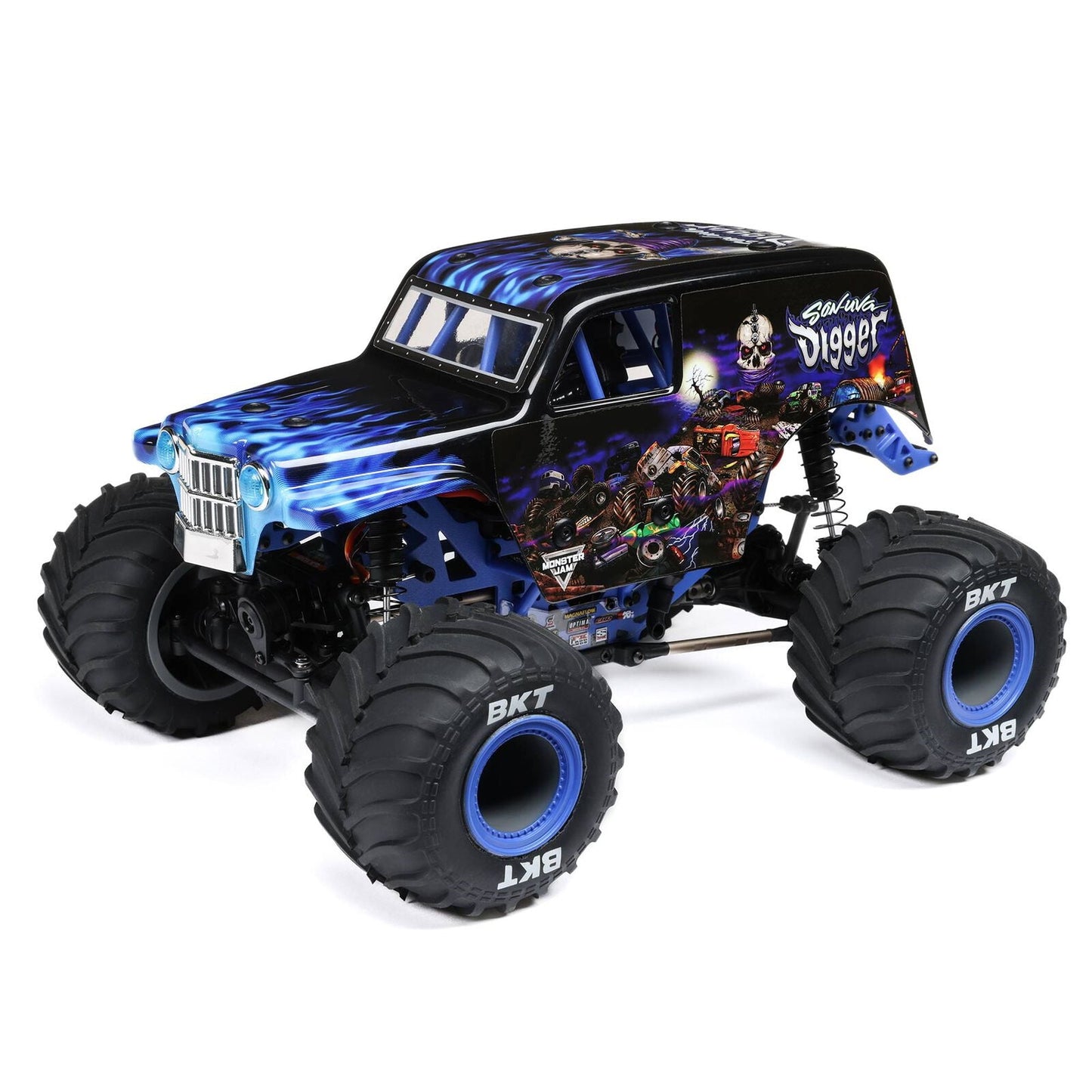 Losi 1/18 Mini LMT 4X4 BLUE Brushed Monster Truck RTR, Son-Uva Digger LOS01026T2