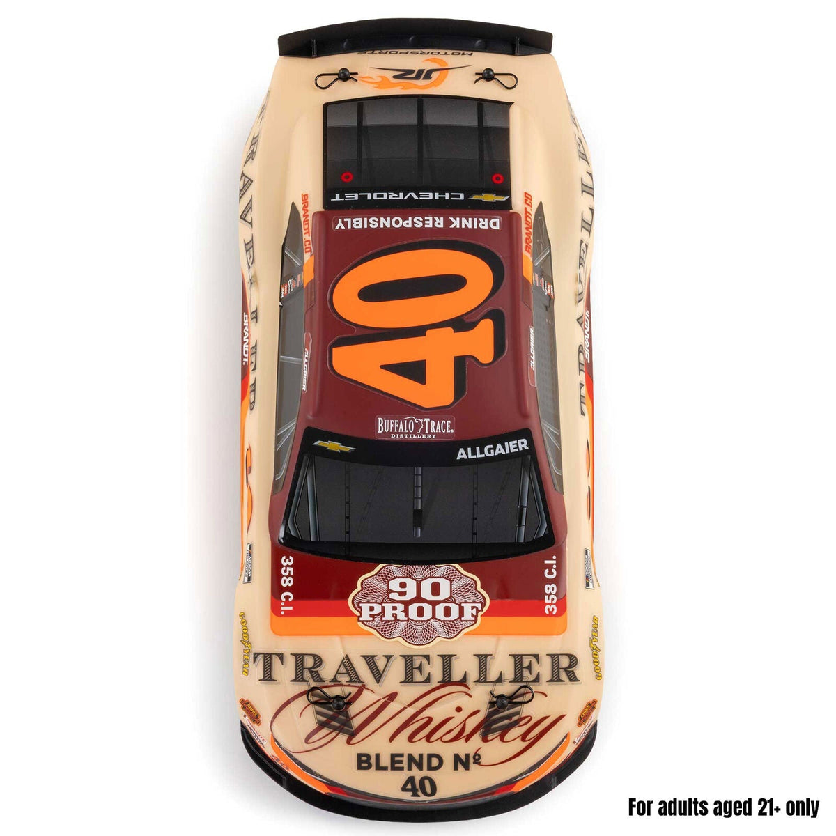 Losi 1/12 NASCAR Justin Allgaier No. 40 Traveller Whiskey Chevrolet ZL1 AWD RTR