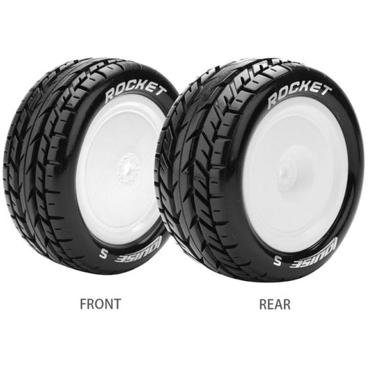 Louise R/C E-Rocket 1/10 4WD Front Buggy Tire, Soft, Mounted on White LT3186SWKF