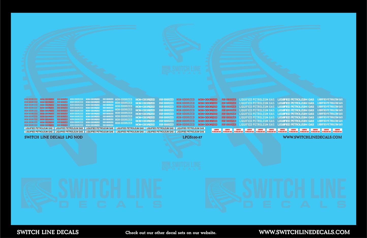 HO Scale LPG Non Liquid Tank Decal Set