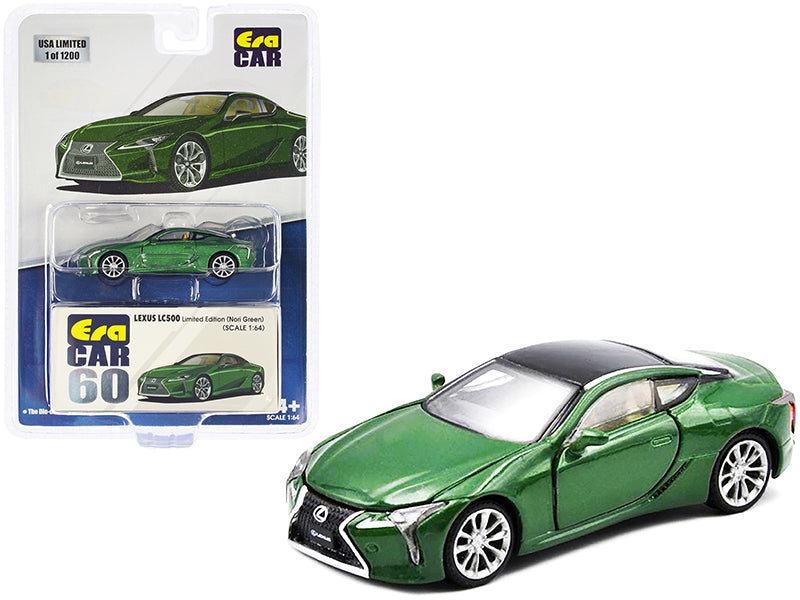 Lexus LC500 Nori Green Metallic with Black Top Limited Edition to 1200 pieces 1/64 Diecast Model Car by Era Car  free shipping USA