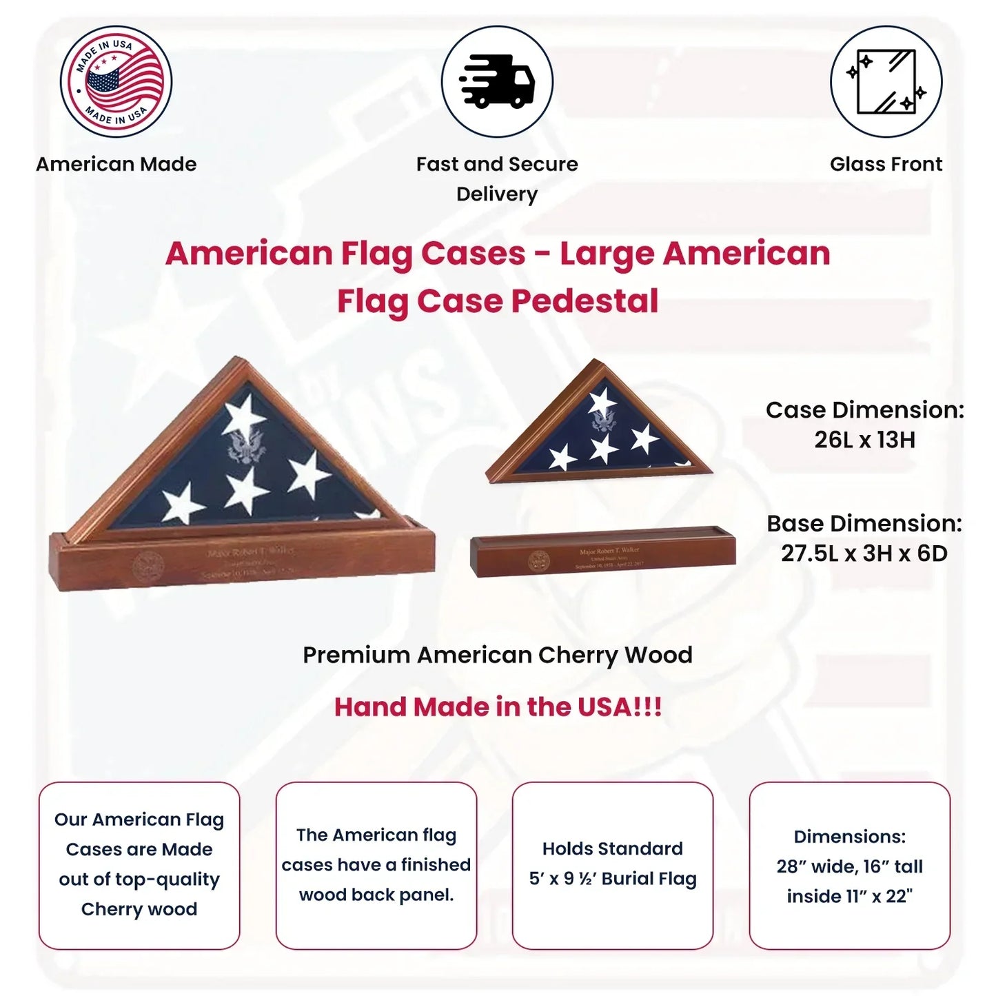 American Flag Case Pedestal For Burial Flag