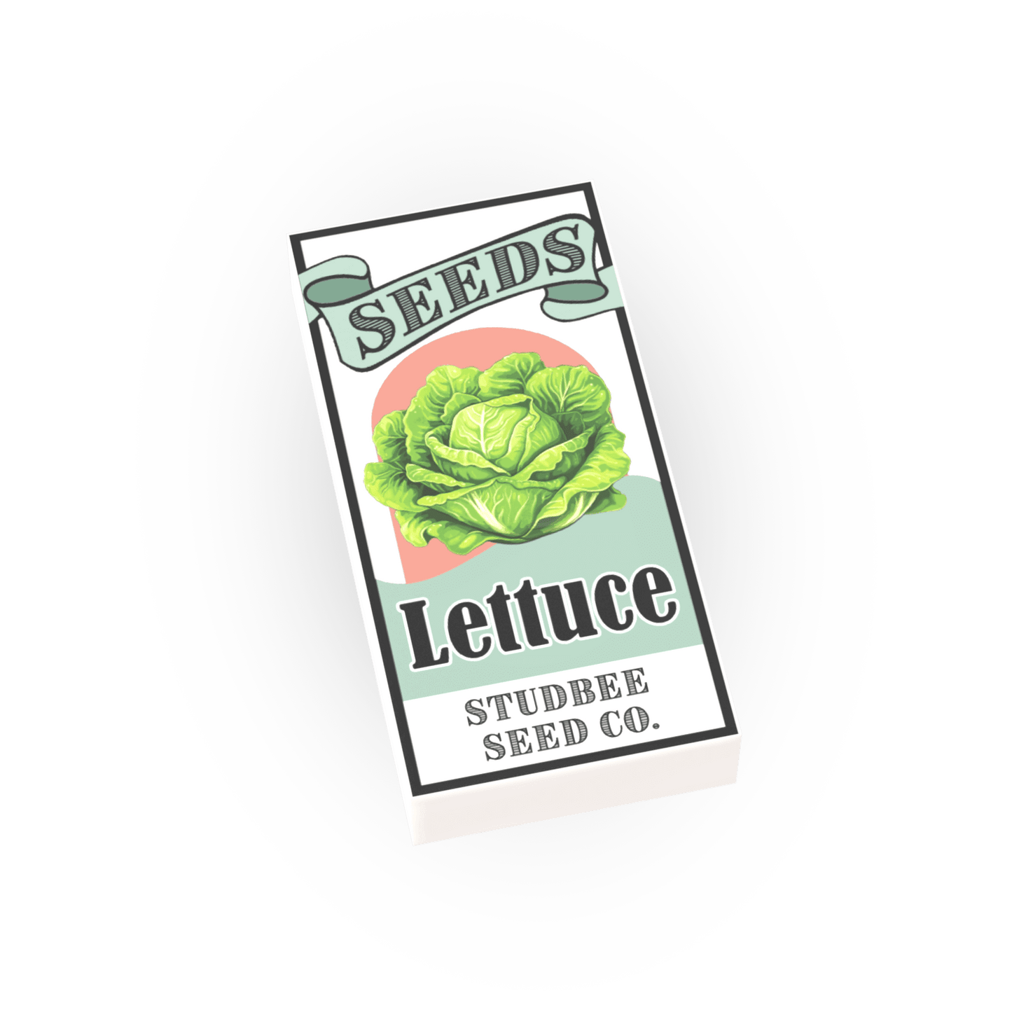 Seed Packet, Lettuce - Custom Printed Minifig Scale Tile - Made Using LEGO® Parts