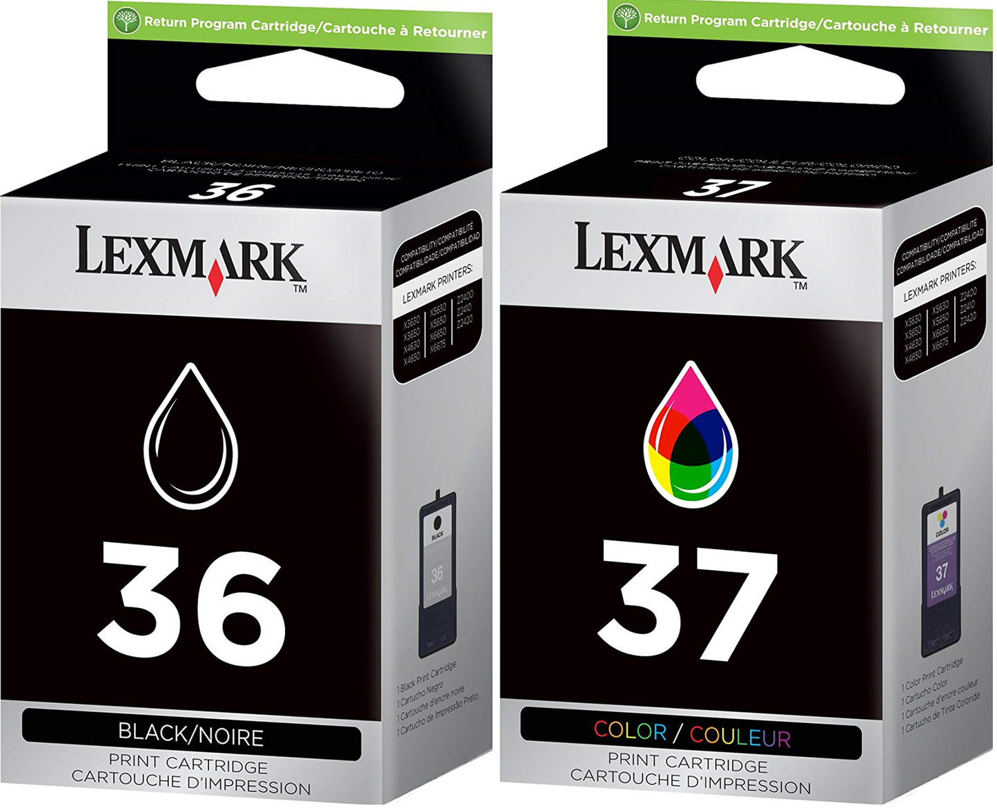 New, Pre-Owned - Lexmark 18C2229 36 & 37 Ink Cartridge (Black & Color, 2-Pack)