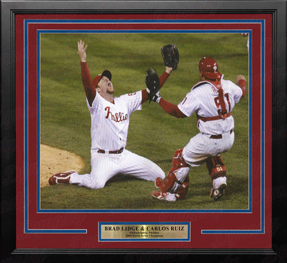 Brad Lidge & Carlos Ruiz 2008 World Series Last Out Celebration Philadelphia Phillies Framed Baseball Photo