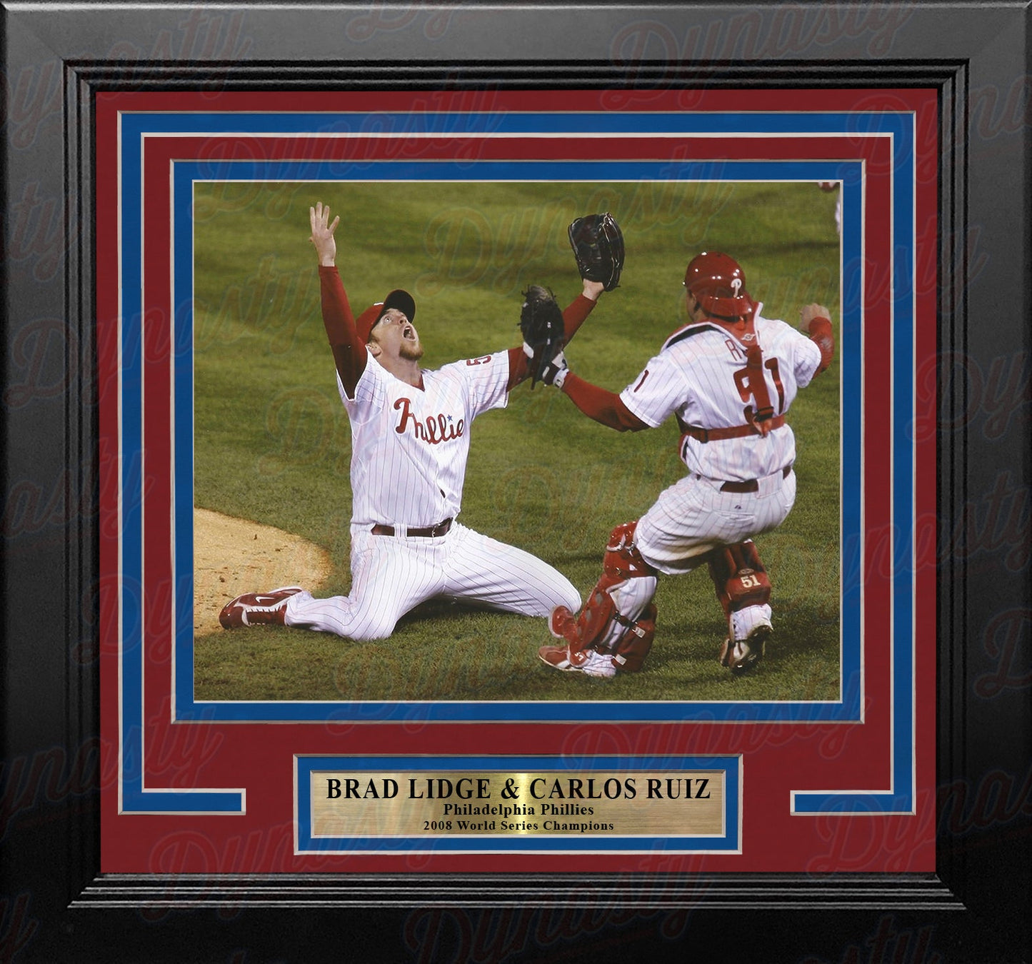 Brad Lidge & Carlos Ruiz 2008 World Series Last Out Celebration Philadelphia Phillies Framed Baseball Photo