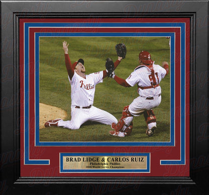 Brad Lidge & Carlos Ruiz 2008 World Series Last Out Celebration Philadelphia Phillies Framed Baseball Photo