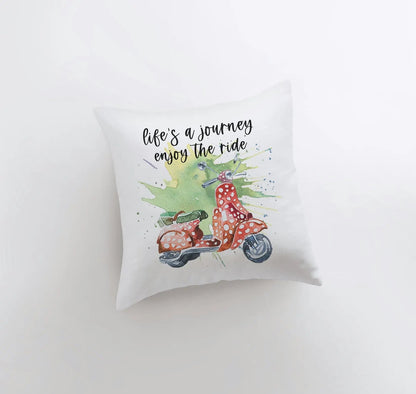 Life's a Journey | Pillow Cover | Travel Quote | Throw Pillow | Enjoy the Ride | Pillow | Inspirational Quote | Home Decor | Moped by UniikPillows