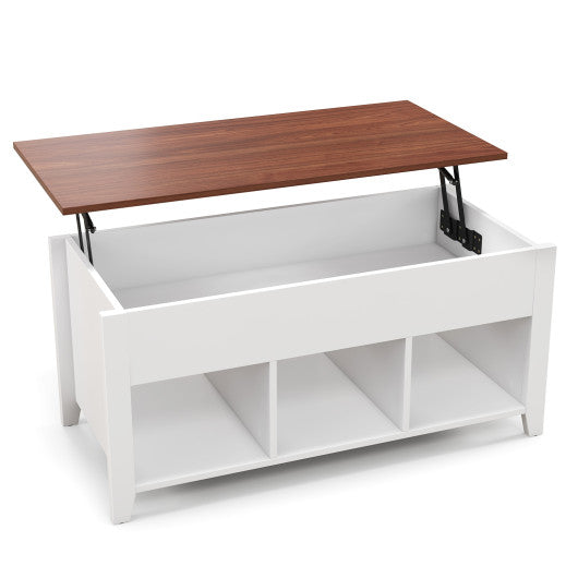 Coffee Table with Hidden Storage Compartment-White