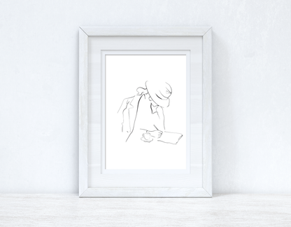 Line Work Woman Cafe Simple Home Bedroom Dressing Room Wall Decor Print by WinsterCreations™ Official Store