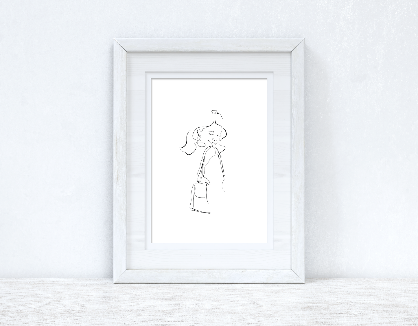 Line Work Woman Happy Simple Home Bedroom Dressing Room Wall Decor Print by WinsterCreations™ Official Store