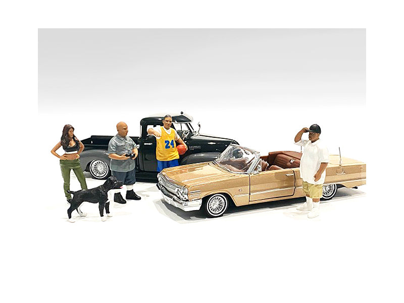 Lowriderz and a Dog 5 piece Figurine Set for 1/18 Scale Models by American Diorama  free shipping USA