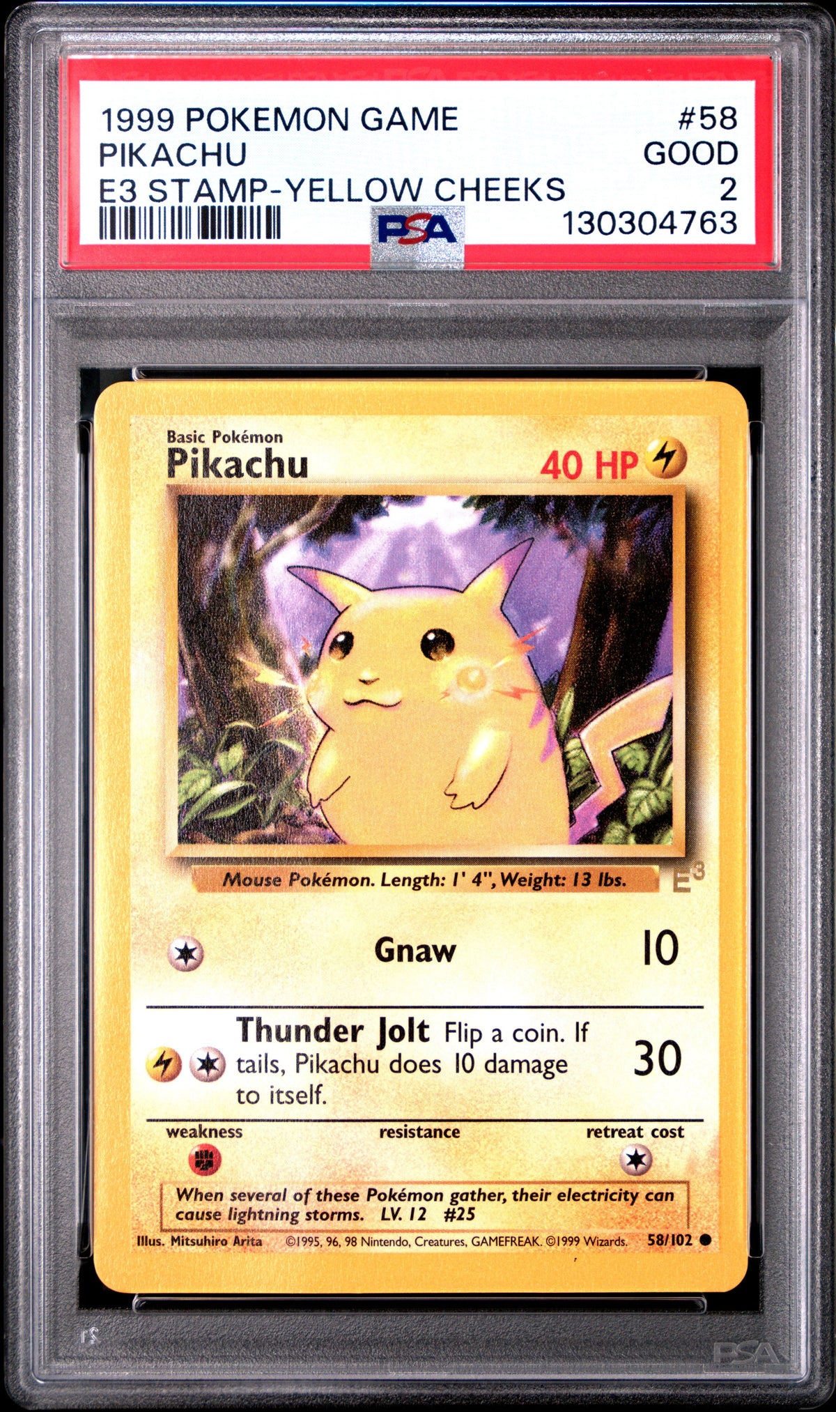 PSA 2 Pikachu E3 Stamp (Yellow Cheeks) #58 · Base Set · 1999