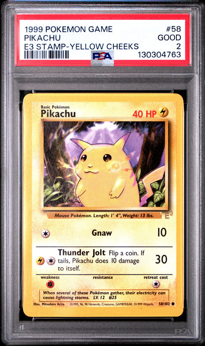 PSA 2 Pikachu E3 Stamp (Yellow Cheeks) #58 · Base Set · 1999