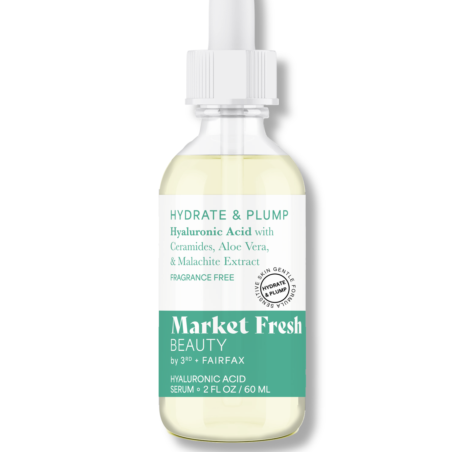 Market Fresh Beauty Hyaluronic Acid Serum - Hydrate & Plump with Ceramides, Aloe Vera, & Malachite Extract | Fragrance-Free | 2 fl oz by  Los Angeles Brands