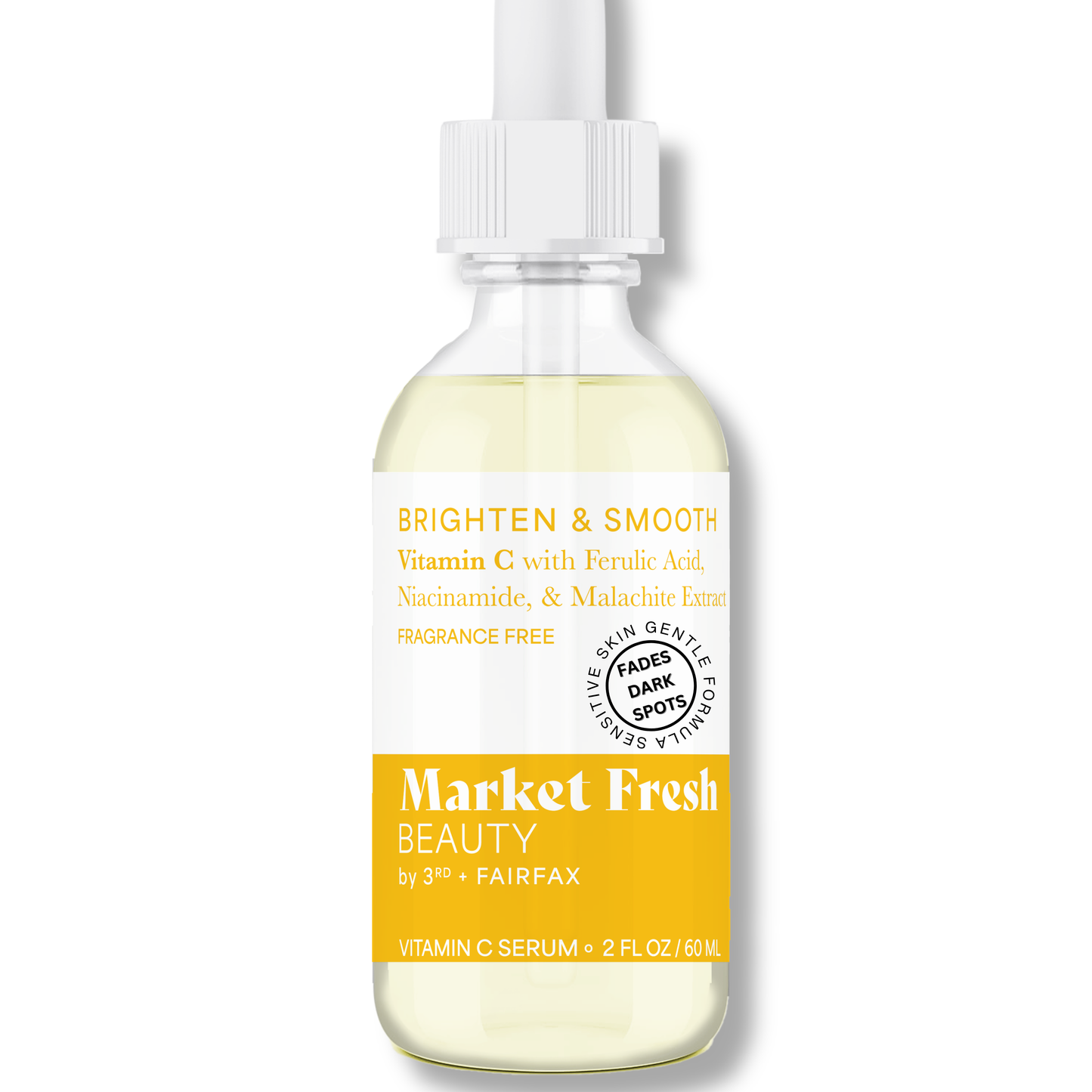 Market Fresh Beauty Vitamin C Serum with Ferulic Acid, Niacinamide, & Malachite Extract | Brighten & Smooth | Fragrance-Free | 2 fl oz by  Los Angeles Brands