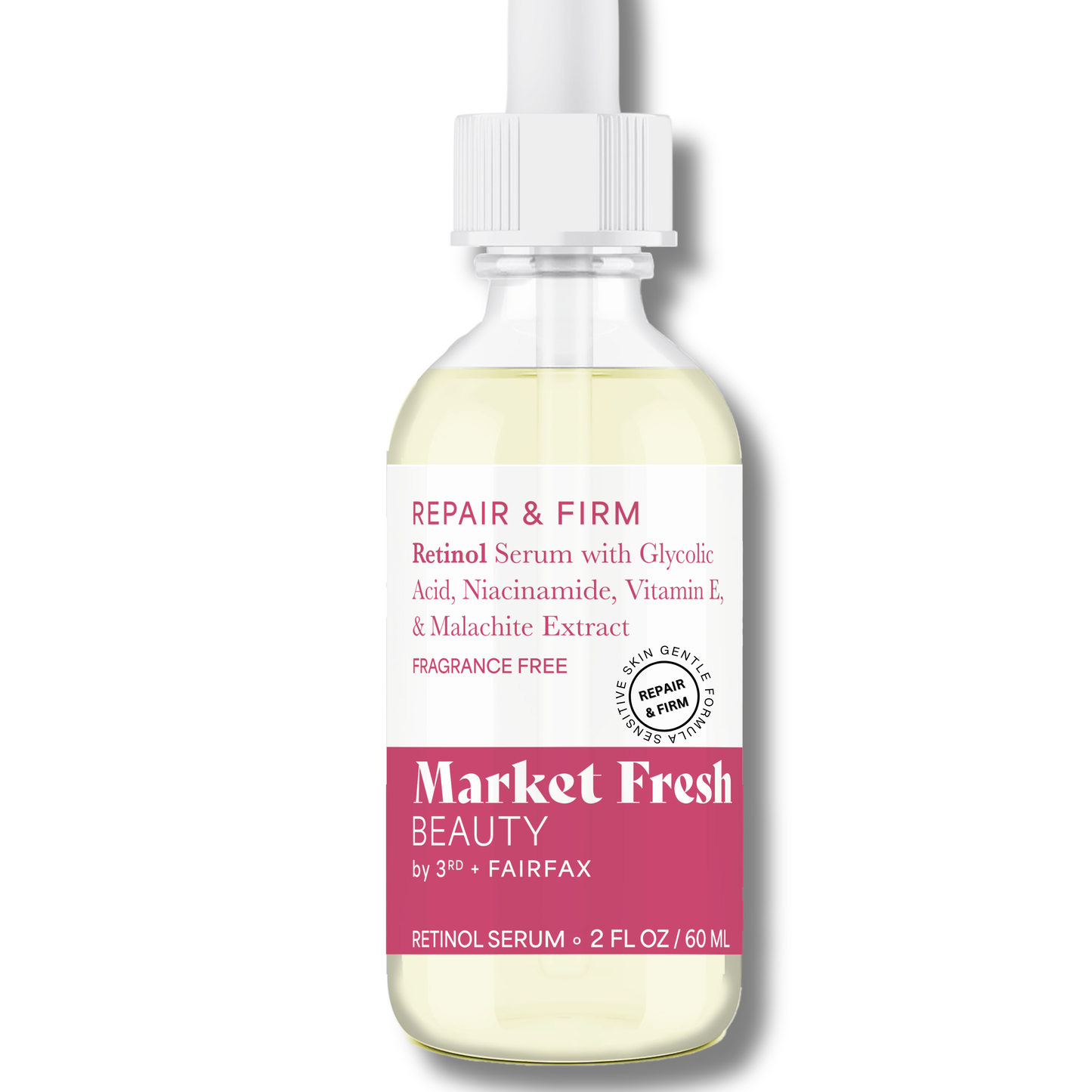 Market Fresh Beauty Retinol Repair & Firm Serum with Niacinamide, Glycolic, Ferulic Acid | Fragrance-Free | 2 fl oz by  Los Angeles Brands