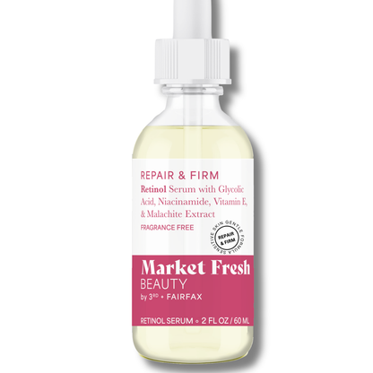 Market Fresh Beauty Retinol Repair & Firm Serum with Niacinamide, Glycolic, Ferulic Acid | Fragrance-Free | 2 fl oz by  Los Angeles Brands