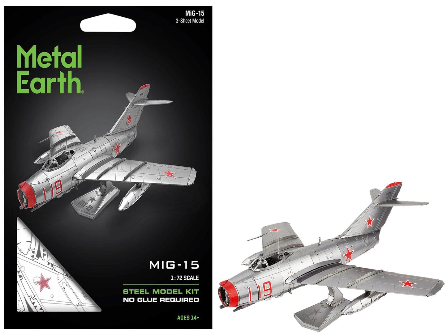 Model Kit Mikoyan-Gurevich MiG-15 Fighter Aircraft "Korean War" Soviet Air Force (Moderate Difficulty) Steel Model by Metal Earth  free shipping USA