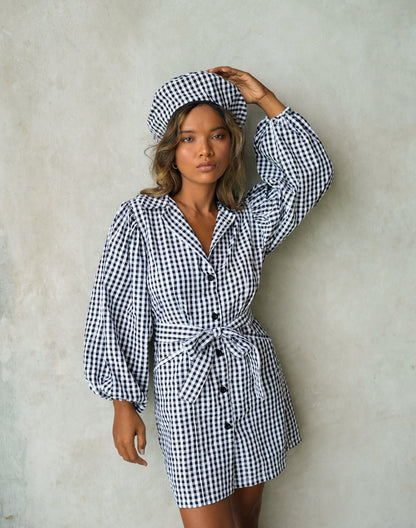 MEGHAN Mini Gingham Dress, in Black by BrunnaCo