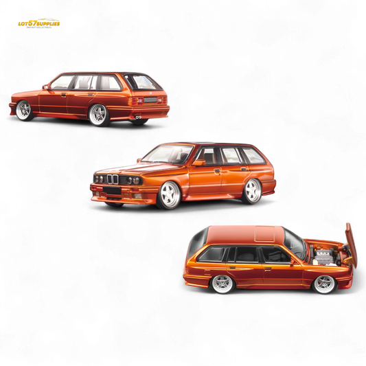 Mortal BMW E30 Crock - Openable Hood - Cambered in Sunset Orange 1:64