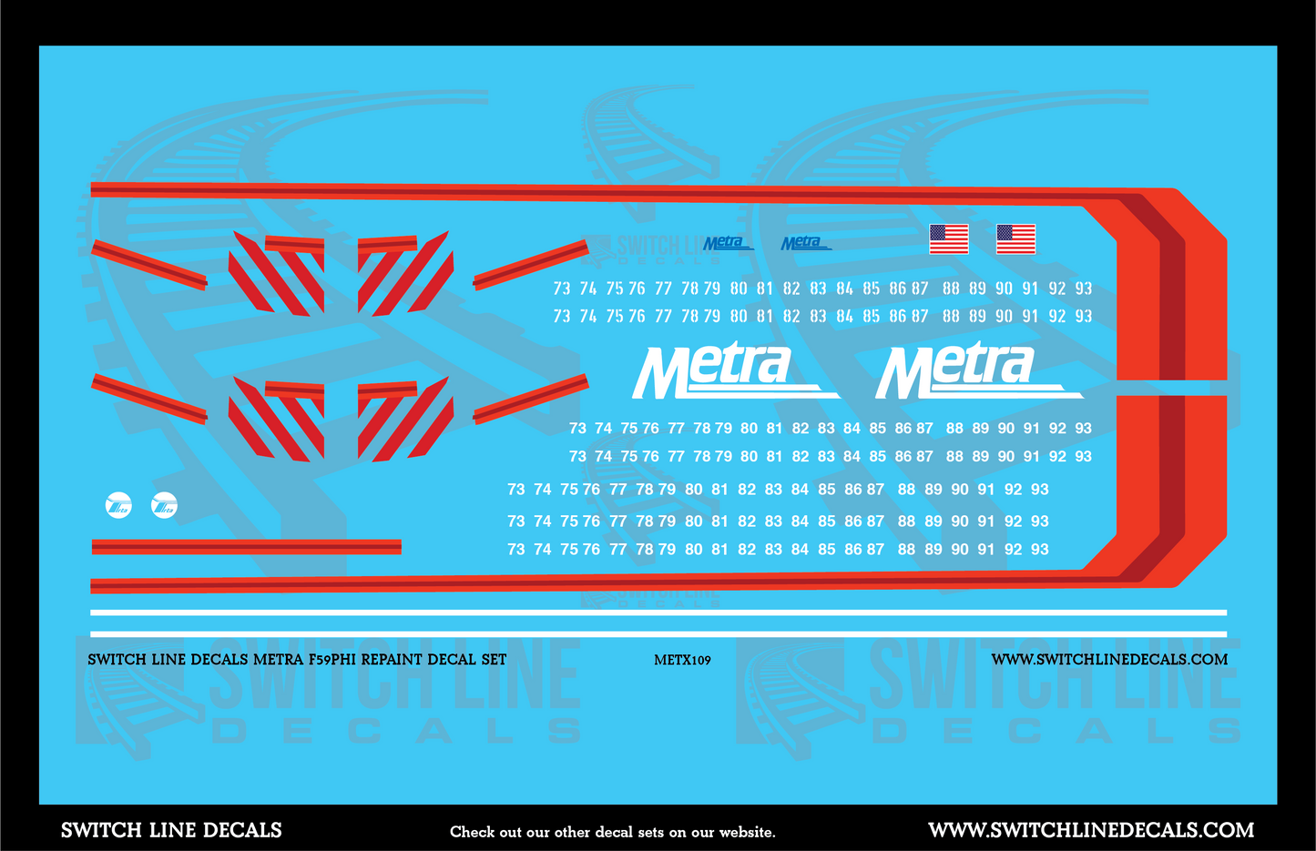 HO Scale Metra F59PHI Repaint Locomotive Decal Set