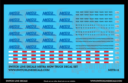O Scale Metra MOW Truck Decal Set