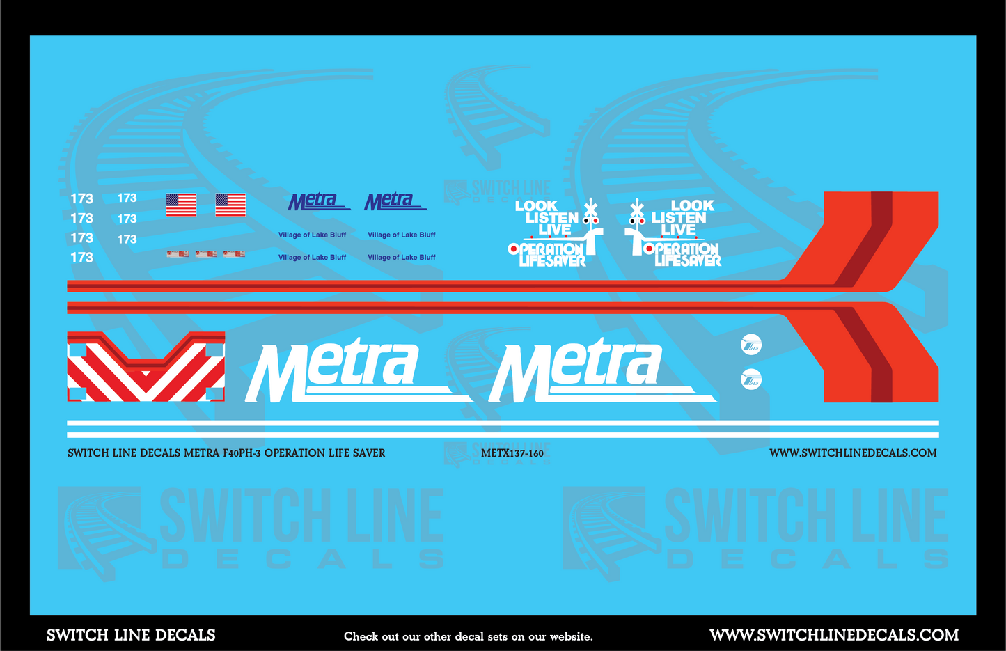 N Scale Metra F40PH-3 Operation Life Saver Locomotive Decal Set