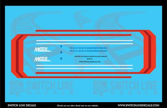 N Scale Metra Pullman Car Repaint Decal Set