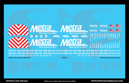 N Scale Metra F40C Locomotive Decal Set