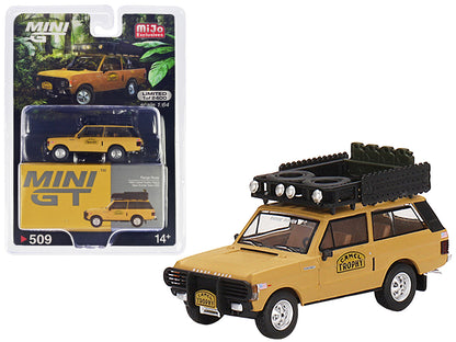 Range Rover with Roofrack Tan "Camel Trophy - Papua New Guinea Team USA" (1982) Limited Edition to 2400 pieces Worldwide 1/64 Diecast Model Car by Mini GT  free shipping USA