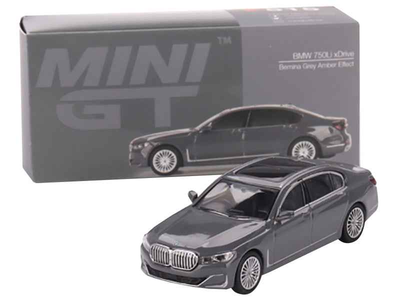BMW 750Li xDrive Bernina Gray Amber Effect with Sunroof Limited Edition to 2400 pieces Worldwide 1/64 Diecast Model Car by Mini GT