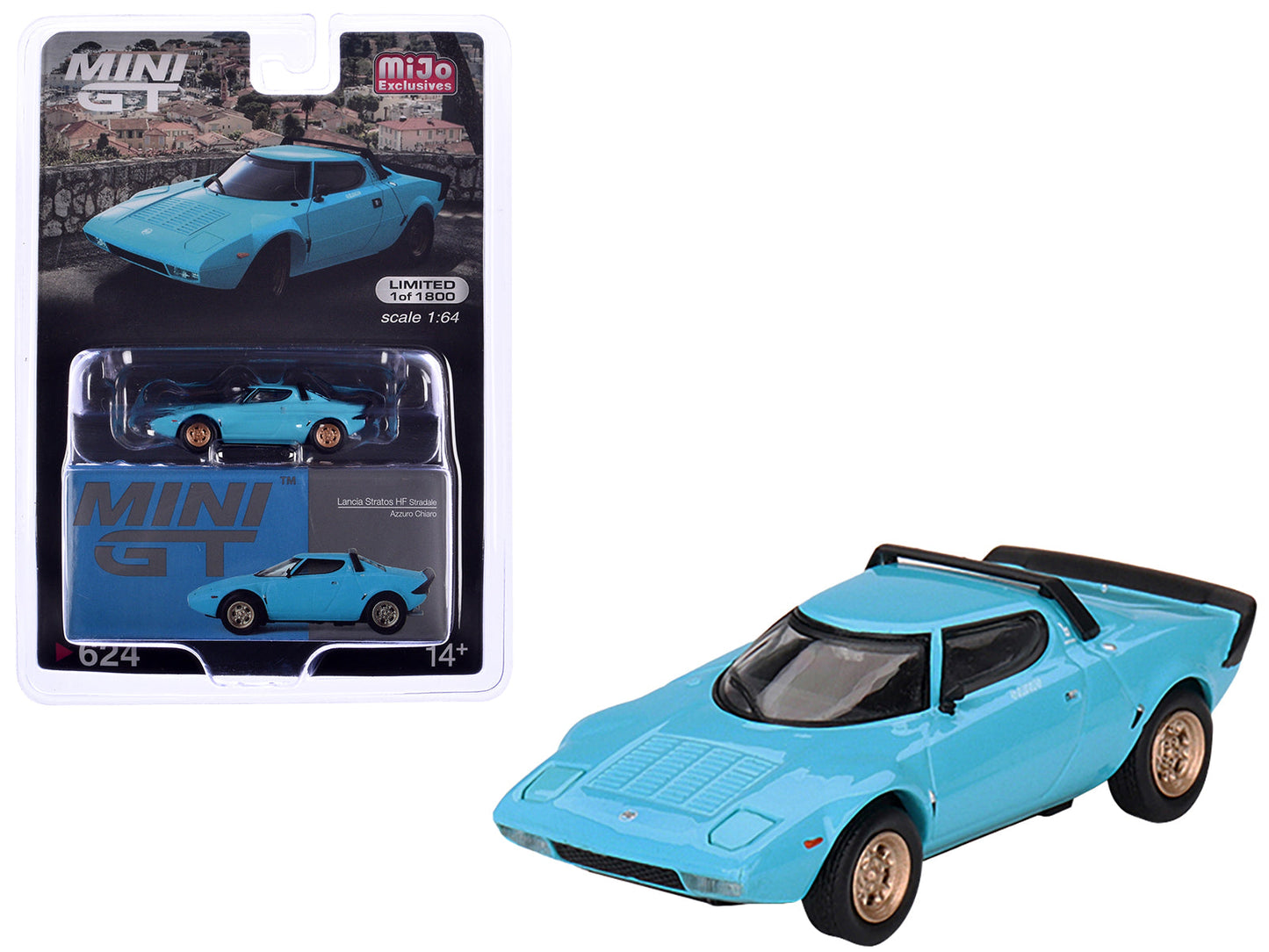 Lancia Stratos HF Stradale Azzuro Chiaro Blue Limited Edition to 1800 pieces Worldwide 1/64 Diecast Model Car by Mini GT  free shipping USA