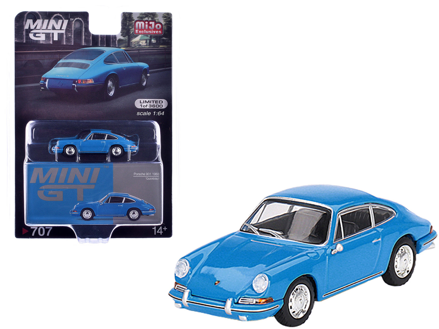 1963 Porsche 901 Blue "Quickblau" Limited Edition to 3600 pieces Worldwide 1/64 Diecast Model Car by Mini GT  free shipping USA