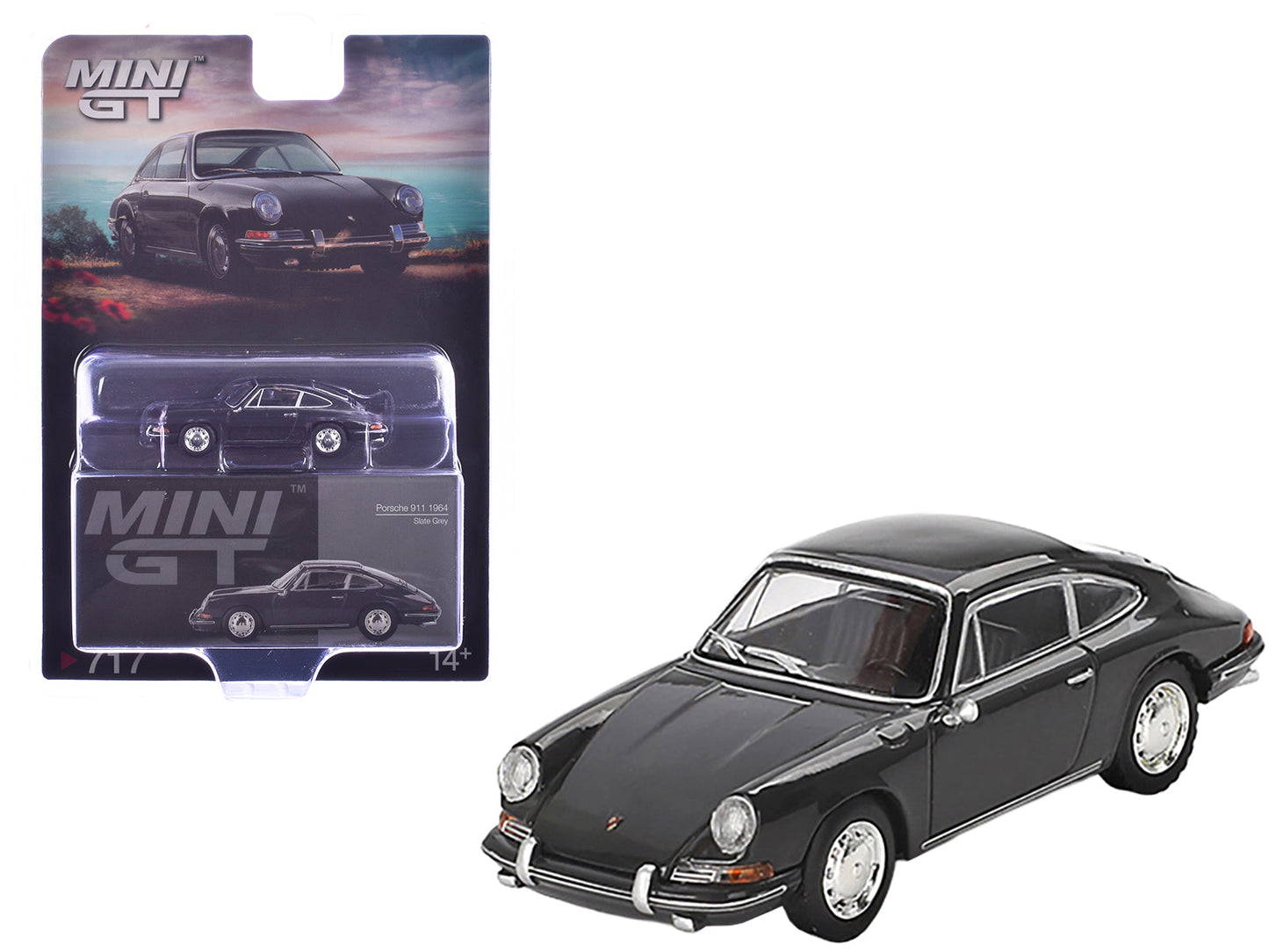 1964 Porsche 911 Slate Gray Limited Edition 1/64 Diecast Model Car by Mini GT  free shipping USA
