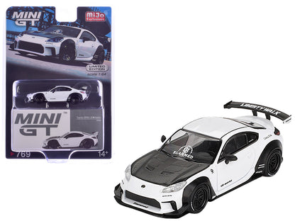 Toyota GR86 "LB-Nation - Liberty Walk" White with Carbon Hood Limited Edition 1/64 Diecast Model Car by Mini GT  free shipping USA