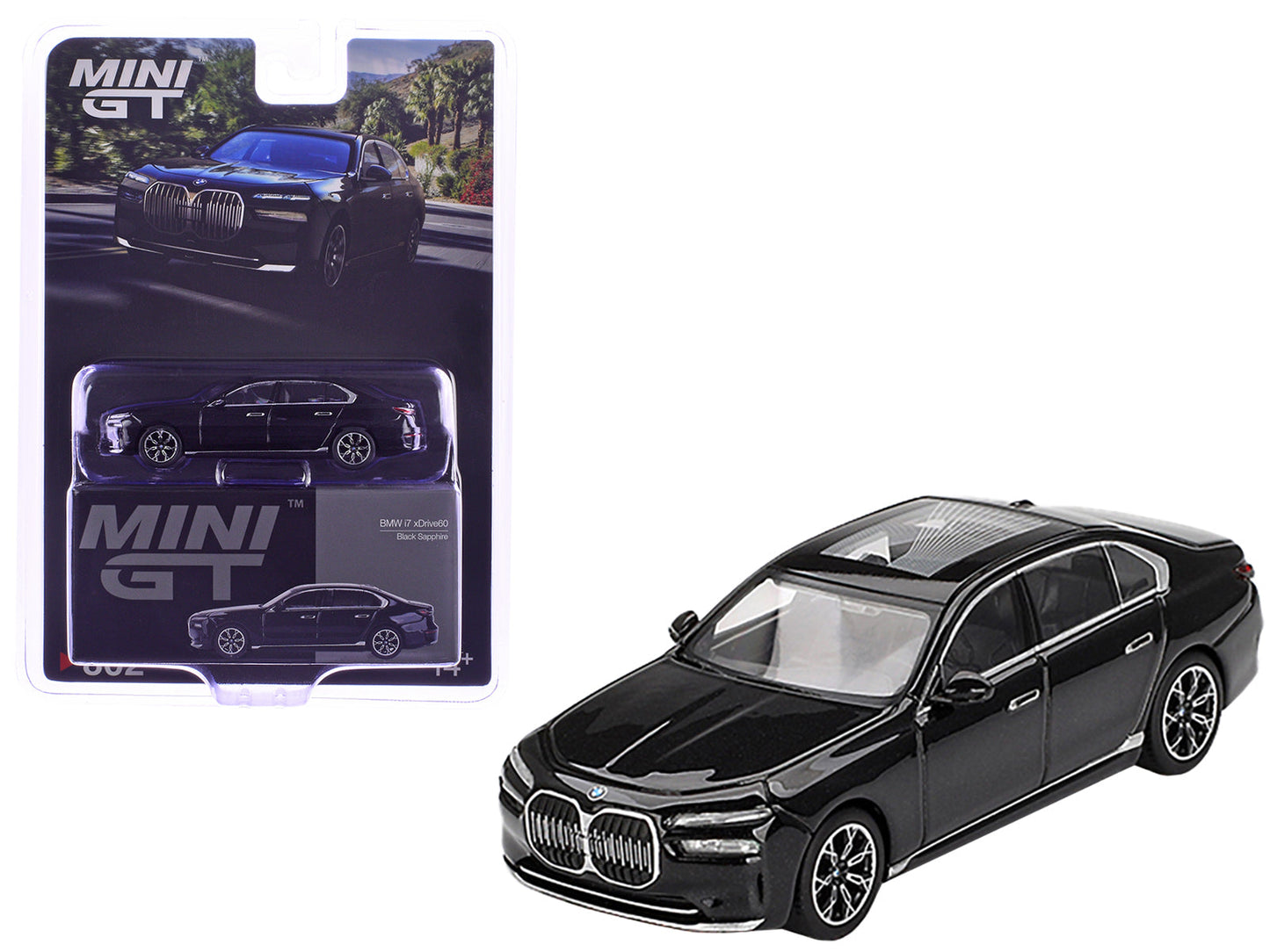 BMW i7 xDrive60 Black Sapphire Limited Edition 1/64 Diecast Model Car by Mini GT  free shipping USA