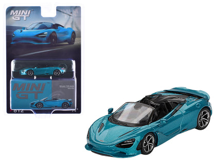 McLaren 750S Spider Belize Blue Metallic Limited Edition 1/64 Diecast Model Car by Mini GT  free shipping USA